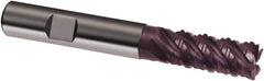 Guhring - 12mm, 26mm LOC, 12mm Shank Diam, 83mm OAL, 5 Flute, Solid Carbide Square End Mill - Single End, FIREX Finish, Spiral Flute, 45° Helix, Right Hand Cut, Right Hand Flute, Series 3890 - Exact Tool & Supply