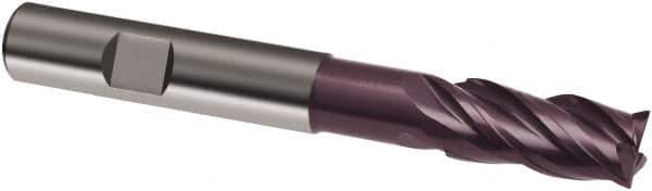 Guhring - 12mm, 26mm LOC, 12mm Shank Diam, 93mm OAL, 4 Flute, Solid Carbide Square End Mill - Single End, FIREX Finish, Spiral Flute, 35/38° Helix, Centercutting, Right Hand Cut, Right Hand Flute, Series 3838 - Exact Tool & Supply