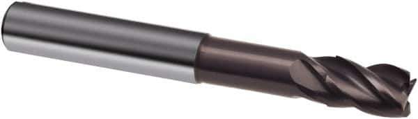 Guhring - 8mm, 12mm LOC, 8mm Shank Diam, 75mm OAL, 4 Flute, Solid Carbide Square End Mill - Single End, Nano-A Finish, Spiral Flute, 36/38° Helix, Centercutting, Right Hand Cut, Right Hand Flute, Series 3806 - Exact Tool & Supply