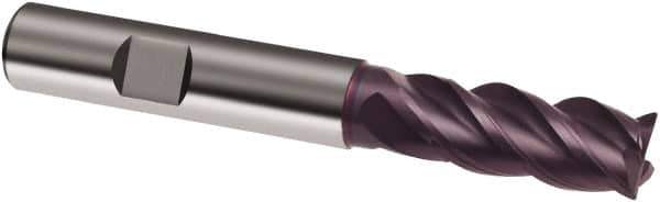 Guhring - 8mm, 19mm LOC, 8mm Shank Diam, 63mm OAL, 4 Flute, Solid Carbide Square End Mill - Single End, FIREX Finish, Spiral Flute, 40/42° Helix, Centercutting, Right Hand Cut, Right Hand Flute, Series 3630 - Exact Tool & Supply