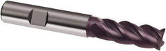 Guhring - 8mm, 19mm LOC, 8mm Shank Diam, 63mm OAL, 4 Flute, Solid Carbide Square End Mill - Single End, FIREX Finish, Spiral Flute, 40/42° Helix, Centercutting, Right Hand Cut, Right Hand Flute, Series 3630 - Exact Tool & Supply