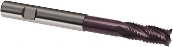 Guhring - 16mm, 32mm LOC, 16mm Shank Diam, 150mm OAL, 4 Flute, Solid Carbide Square End Mill - Single End, FIREX Finish, Spiral Flute, 30/32° Helix, Centercutting, Right Hand Cut, Right Hand Flute, Series 3600 - Exact Tool & Supply