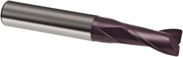 Guhring - 12mm, 22mm LOC, 12mm Shank Diam, 83mm OAL, 2 Flute, Solid Carbide Square End Mill - Single End, FIREX Finish, Spiral Flute, 30° Helix, Right Hand Cut, Right Hand Flute, Series 3561 - Exact Tool & Supply