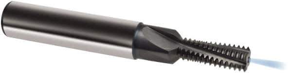 Guhring - 7/16-20 UNF, 0.313" Cutting Diam, 4 Flute, Solid Carbide Helical Flute Thread Mill - Internal Thread, 24.8mm LOC, 80mm OAL, 12mm Shank Diam - Exact Tool & Supply