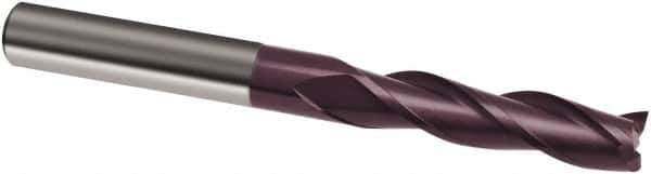 Guhring - 1/4", 1-5/8" LOC, 1/4" Shank Diam, 4" OAL, 3 Flute, Solid Carbide Square End Mill - Single End, FIREX Finish, Spiral Flute, 30° Helix, Right Hand Cut, Right Hand Flute, Series 3171 - Exact Tool & Supply