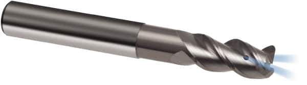 Guhring - 3/8", 9/16" LOC, 3/8" Shank Diam, 3" OAL, 3 Flute, Solid Carbide Square End Mill - Single End, Uncoated, Spiral Flute, 45° Helix, Right Hand Cut, Right Hand Flute, Series 3177 - Exact Tool & Supply