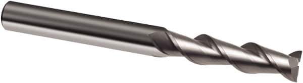 Guhring - 1/4", 1-1/8" LOC, 1/4" Shank Diam, 3" OAL, 2 Flute, Solid Carbide Square End Mill - Single End, Uncoated, Spiral Flute, 45° Helix, Right Hand Cut, Right Hand Flute, Series 3175 - Exact Tool & Supply