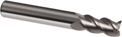 Guhring - 3/16", 5/8" LOC, 3/16" Shank Diam, 2" OAL, 3 Flute, Solid Carbide Square End Mill - Single End, Uncoated, Spiral Flute, 45° Helix, Right Hand Cut, Right Hand Flute, Series 3172 - Exact Tool & Supply