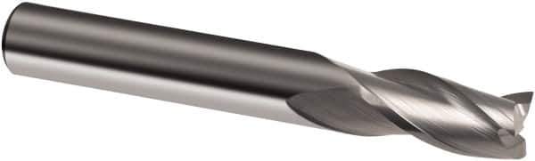 Guhring - 3/16", 5/8" LOC, 3/16" Shank Diam, 2" OAL, 3 Flute, Solid Carbide Square End Mill - Single End, Uncoated, Spiral Flute, 30° Helix, Right Hand Cut, Right Hand Flute, Series 3168 - Exact Tool & Supply