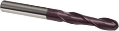 Guhring - 7/16" Diam, 2" LOC, 2 Flute Solid Carbide Ball End Mill - FIREX Finish, Single End, 4-1/2" OAL, 7/16" Shank Diam, Spiral Flute - Exact Tool & Supply