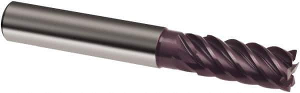 Guhring - 25mm, 45mm LOC, 25mm Shank Diam, 121mm OAL, 6 Flute, Solid Carbide Square End Mill - Single End, FIREX Finish, Spiral Flute, 44/45/46° Helix, Centercutting, Right Hand Cut, Right Hand Flute, Series 3631 - Exact Tool & Supply