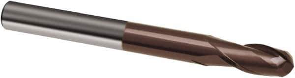 Guhring - 4mm, 8mm LOC, 4mm Shank Diam, 80mm OAL, 2 Flute, Solid Carbide Square End Mill - Single End, TiAlN Finish, Spiral Flute, 30° Helix, Right Hand Cut, Right Hand Flute, Series 3866 - Exact Tool & Supply