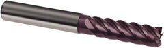 Guhring - 4mm, 12mm LOC, 6mm Shank Diam, 65mm OAL, 5 Flute, Solid Carbide Square End Mill - Single End, FIREX Finish, Spiral Flute, 45° Helix, Centercutting, Right Hand Cut, Right Hand Flute, Series 3897 - Exact Tool & Supply