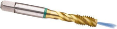 Guhring - M14x2.00 Metric, 3 Flute, TiN Finish, Cobalt Spiral Point Tap - Modified Bottoming Chamfer, Right Hand Thread, 3.591" OAL, 6H Class of Fit, Series 4126 - Exact Tool & Supply