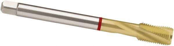 Guhring - 9/16-12 UNC 3 Flute 2B Modified Bottoming Spiral Flute Tap - Powdered Metal, TiN Finish, 4.331" OAL, Right Hand Flute, Right Hand Thread, H5/H6, Series 4124 - Exact Tool & Supply