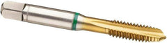 Guhring - 1/2-13 UNC, 4 Flute, TiN Finish, Cobalt Spiral Point Tap - Plug Chamfer, Right Hand Thread, 3.381" OAL, Series 3982 - Exact Tool & Supply