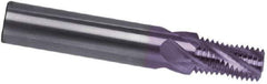 Guhring - 3/8-18 NPT, 0.441" Cutting Diam, 4 Flute, Solid Carbide Helical Flute Thread Mill - Internal Thread, 0.583" LOC, 3-1/4" OAL, 1/2" Shank Diam - Exact Tool & Supply
