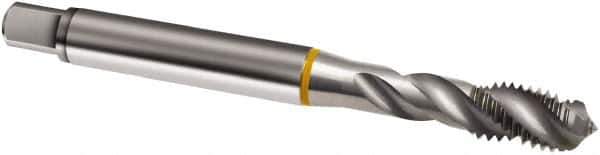Guhring - #4-40 UNC 3 Flute 2B Modified Bottoming Spiral Flute Tap - Cobalt, Bright Finish, 56mm OAL, Right Hand Flute, Right Hand Thread, H2/H3, Series 876 - Exact Tool & Supply