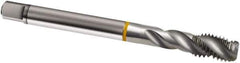 Guhring - M18x1.00 Metric Fine 4 Flute 6H Modified Bottoming Spiral Flute Tap - Cobalt, Bright Finish, 110mm OAL, Right Hand Flute, Right Hand Thread, D4/D5, Series 834 - Exact Tool & Supply