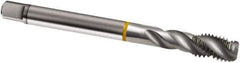 Guhring - M8x1.25 Metric 3 Flute 6H Modified Bottoming Spiral Flute Tap - Cobalt, Bright Finish, 90mm OAL, Right Hand Flute, Right Hand Thread, D4/D5, Series 822 - Exact Tool & Supply