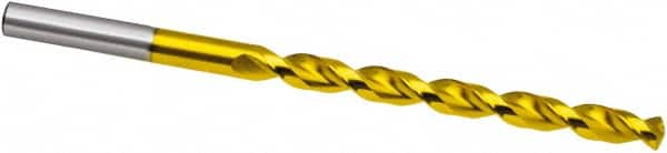 Taper Length Drill Bit: 0.1063″ Dia, 130 ° TiN Finish, RH Cut, Parabolic Flute, Straight Shank, Series 668