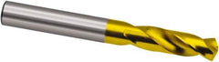 Guhring - 1.6mm 130° Spiral Flute Cobalt Screw Machine Drill Bit - TiN Finish, Right Hand Cut, 10mm Flute Length, 34mm OAL, Cone Relief Point, Straight Shank - Exact Tool & Supply