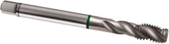 Guhring - M6x0.75 Metric Fine 3 Flute 6H Modified Bottoming Spiral Flute Tap - Cobalt, Bright Finish, 80mm OAL, Right Hand Flute, Right Hand Thread, D3/D4, Series 2424 - Exact Tool & Supply