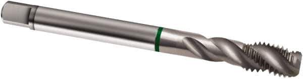 Guhring - M14x1.50 Metric Fine 3 Flute 6H Modified Bottoming Spiral Flute Tap - Cobalt, Bright Finish, 100mm OAL, Right Hand Flute, Right Hand Thread, D4/D5, Series 2424 - Exact Tool & Supply