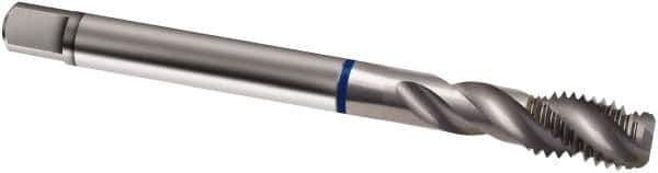 Guhring - 7/16-14 UNC 3 Flute 2B Modified Bottoming Spiral Flute Tap - Cobalt, Bright Finish, 100mm OAL, Right Hand Flute, Right Hand Thread, H5/H6, Series 1986 - Exact Tool & Supply