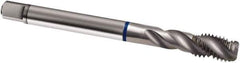 Guhring - 7/16-14 UNC 3 Flute 2B Modified Bottoming Spiral Flute Tap - Cobalt, Bright Finish, 100mm OAL, Right Hand Flute, Right Hand Thread, H5/H6, Series 1986 - Exact Tool & Supply