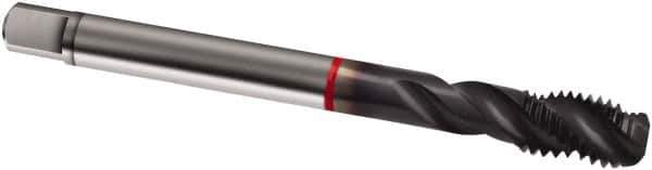 Guhring - M10x1.50 Metric 3 Flute 6H Modified Bottoming Spiral Flute Tap - Cobalt, TiCN Finish, 100mm OAL, Right Hand Flute, Right Hand Thread, D4/D5, Series 1917 - Exact Tool & Supply