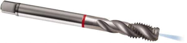 Guhring - M12x1.00 Metric Fine 3 Flute 6H Modified Bottoming Spiral Flute Tap - Cobalt, Bright Finish, 100mm OAL, Right Hand Flute, Right Hand Thread, D4/D5, Series 1907 - Exact Tool & Supply