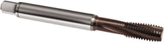 Guhring - M3x0.50 Metric 3 Flute 4HX Modified Bottoming Spiral Flute Tap - Powdered Metal, TiAlN Finish, 56mm OAL, Right Hand Flute, Right Hand Thread, D2, Series 1065 - Exact Tool & Supply