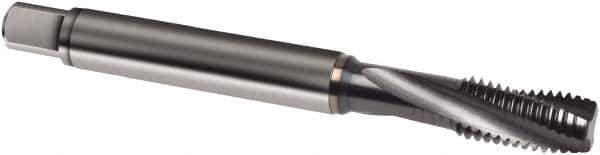 Guhring - 7/16-20 UNF 4 Flute 3BX Modified Bottoming Spiral Flute Tap - Powdered Metal, TiCN Finish, 100mm OAL, Right Hand Flute, Right Hand Thread, H4, Series 1064 - Exact Tool & Supply