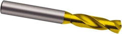 Guhring - 6.7mm 140° Spiral Flute Solid Carbide Screw Machine Drill Bit - TiN Finish, Right Hand Cut, 31mm Flute Length, 70mm OAL, SU Point, Straight Shank - Exact Tool & Supply