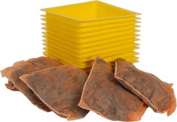 PRO-SAFE - 3 Quart Capacity, 10 Inch Long x 10 Inch Wide, Plastic Drip Pan - 2 Inch High, Gray and Yellow - Exact Tool & Supply
