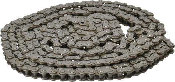 Browning - 3/8" Pitch, ANSI 35, Single Strand Roller Chain - Chain No. 35, 10 Ft. Long, 1/5" Roller Diam, 3/16" Roller Width - Exact Tool & Supply