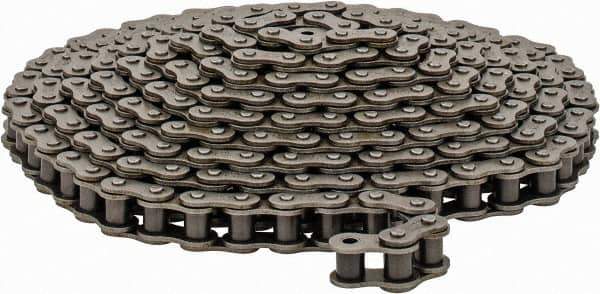 Browning - 1/2" Pitch, ANSI 40, Single Strand Roller Chain - Chain No. 40, 10 Ft. Long, 5/16" Roller Diam, 5/16" Roller Width - Exact Tool & Supply