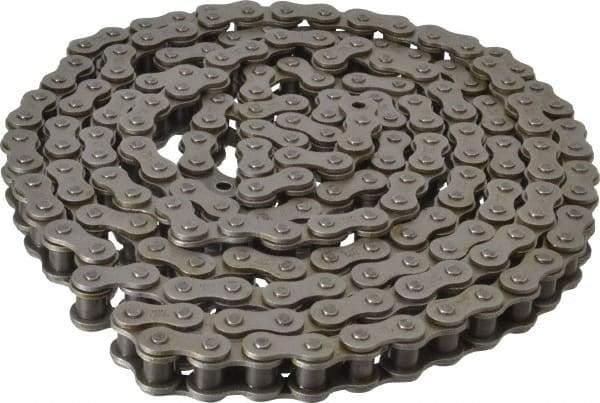 Browning - 5/8" Pitch, ANSI 50, Single Strand Roller Chain - Chain No. 50, 10 Ft. Long, 0.4" Roller Diam, 3/8" Roller Width - Exact Tool & Supply