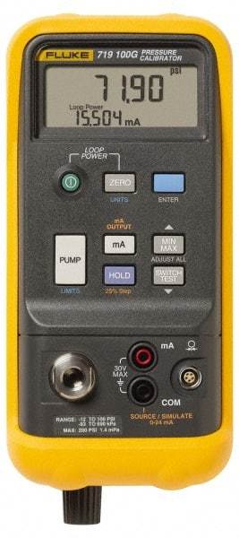 Fluke - 100 psi, Pressure Test Gauge and Calibrator - 0.01 psi, 1mbar Resolution - Exact Tool & Supply