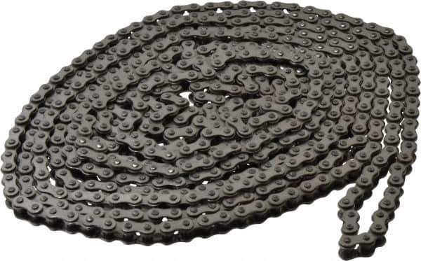 Browning - 1/4" Pitch, ANSI 25, Single Strand Roller Chain - Chain No. 25SS, 10 Ft. Long, 0.13" Roller Diam, 1/8" Roller Width - Exact Tool & Supply