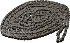 Browning - 1/4" Pitch, ANSI 25, Single Strand Roller Chain - Chain No. 25SS, 10 Ft. Long, 0.13" Roller Diam, 1/8" Roller Width - Exact Tool & Supply