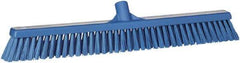 Vikan - 24" Combo Duty Polyester Push Broom - 2" Bristle Length, Plastic Block, European Threaded Handle Connection - Exact Tool & Supply