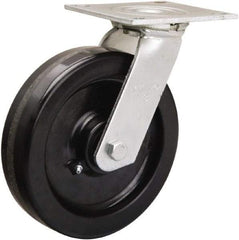 Hamilton - 8" Diam x 2" Wide x 9-1/2" OAH Top Plate Mount Swivel Caster - Phenolic, 900 Lb Capacity, Straight Roller Bearing, 5 x 5-1/2" Plate - Exact Tool & Supply