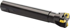 Seco - 87° Lead Angle, 40mm Min Cut Diam, 11mm Max Depth of Cut, Indexable Chamfer and Angle End Mill - 3 Inserts, SC.. 1206.. Insert Style, 200mm Overall Length, Through Coolant, Straight Shank - Exact Tool & Supply
