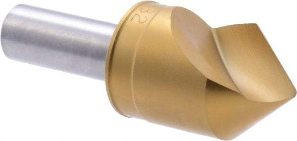 M.A. Ford - 1" Head Diam, 1/2" Shank Diam, 1 Flute 82° High Speed Steel Countersink - TiN Finish, 2-3/4" OAL - Exact Tool & Supply