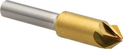 M.A. Ford - 3/8" Head Diam, 1/4" Shank Diam, 6 Flute 82° High Speed Steel Countersink - TiN Finish, 2" OAL - Exact Tool & Supply