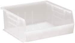 Quantum Storage - 50 Lb. Load Capacity, 10-7/8" Deep, Clear Polypropylene Hopper Stacking Bin - 5" High x 11" Wide x 10-7/8" Long - Exact Tool & Supply