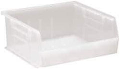 Quantum Storage - 50 Lb. Load Capacity, 10-7/8" Deep, Clear Polypropylene Hopper Stacking Bin - 5" High x 11" Wide x 10-7/8" Long - Exact Tool & Supply