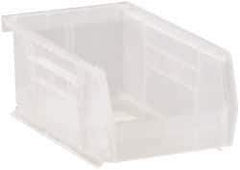 Quantum Storage - 10 Lb. Load Capacity, 7-3/8" Deep, Clear Polypropylene Hopper Stacking Bin - 3" High x 4-1/8" Wide x 7-3/8" Long - Exact Tool & Supply